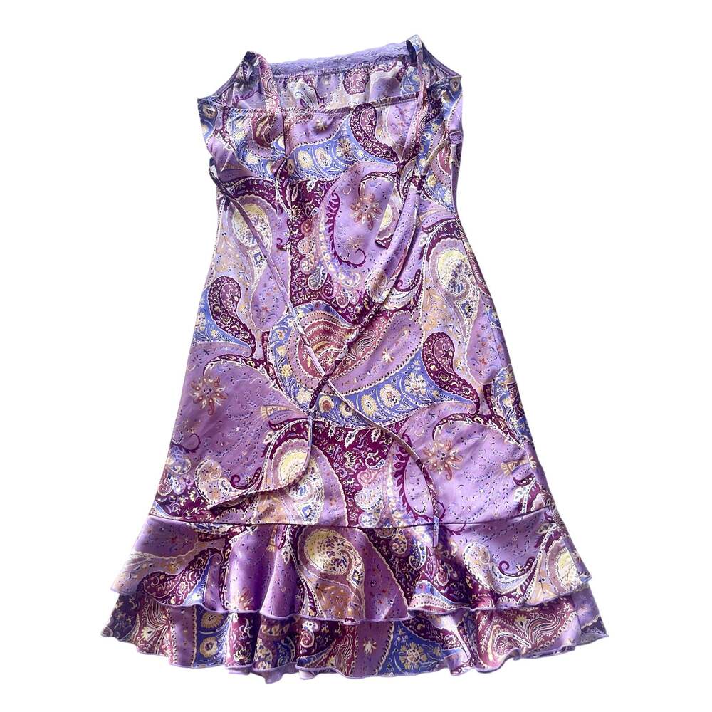 Vtg 2000s Limited Too Satin Lace Trim Paisley Dress XXS / XS